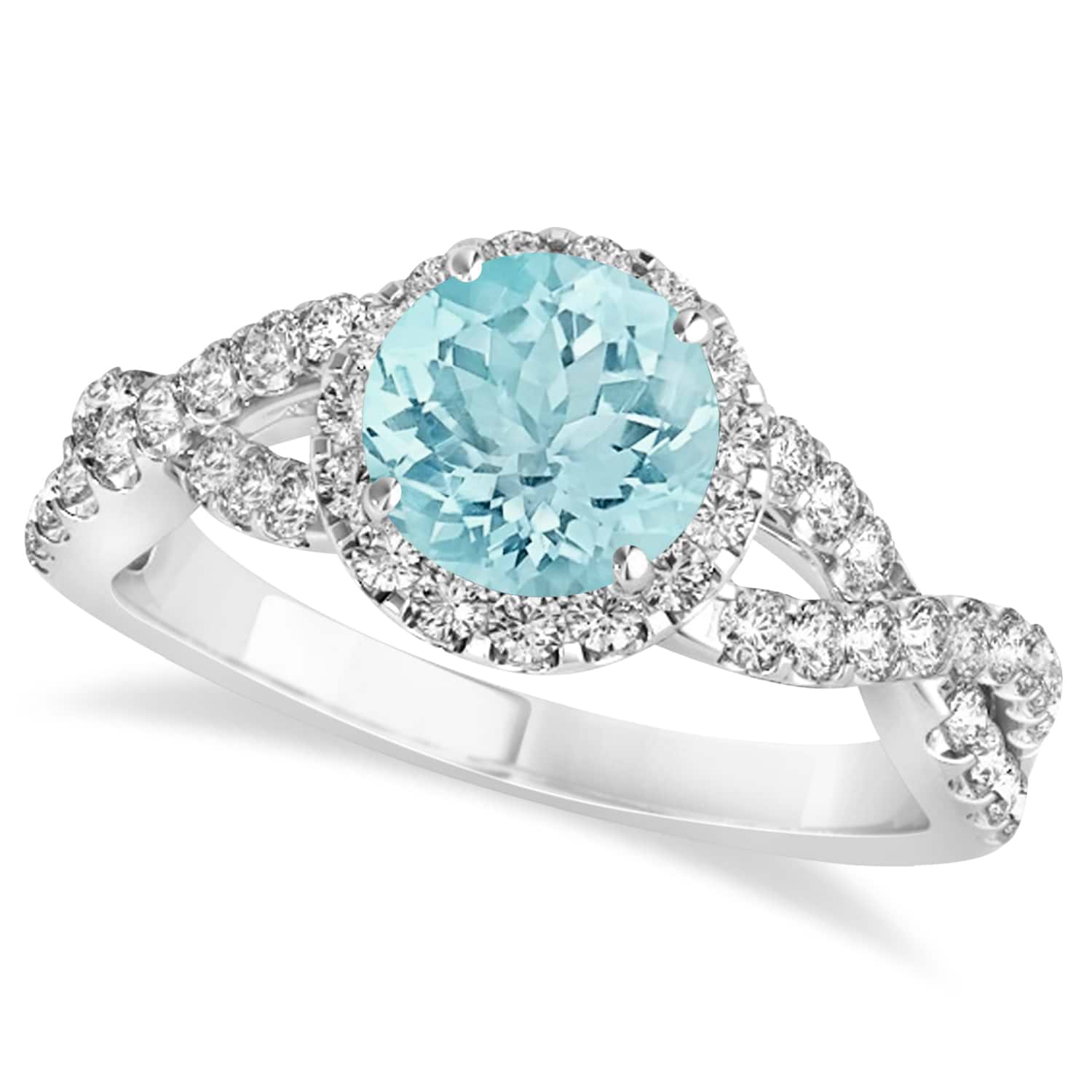 Aquamarine & Diamond Twisted Engagement Ring Palladium 1.25ct