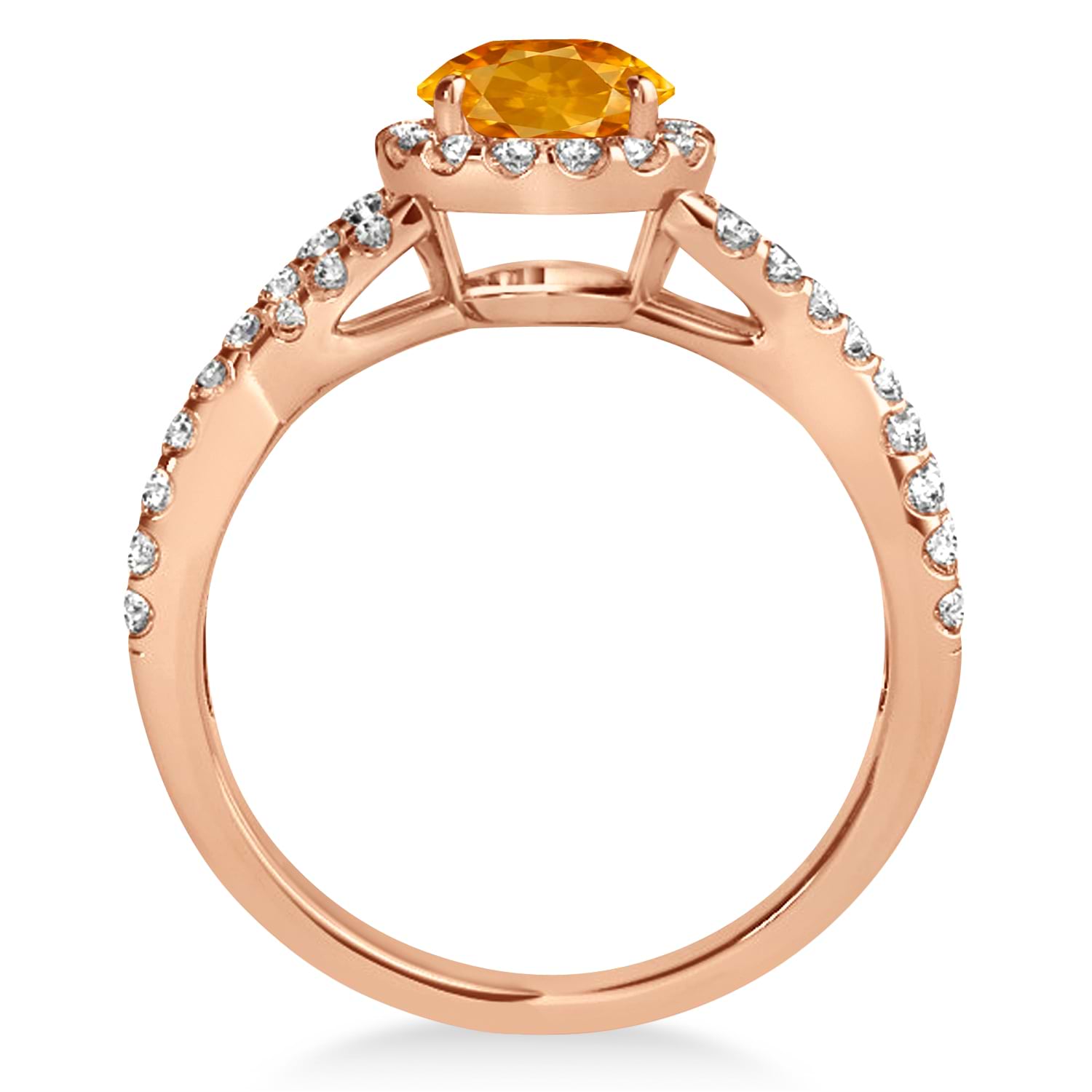 Citrine & Diamond Twisted Engagement Ring 14k Rose Gold 1.20ct