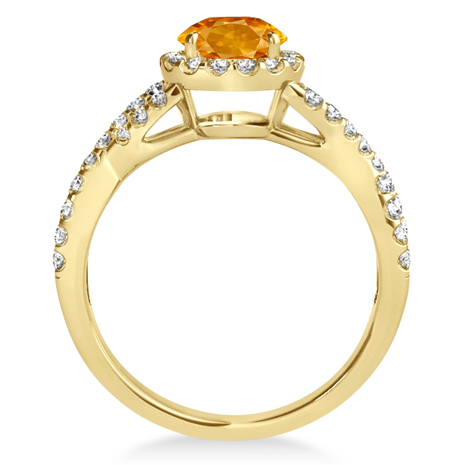 Citrine & Diamond Twisted Engagement Ring 14k Yellow Gold 1.20ct