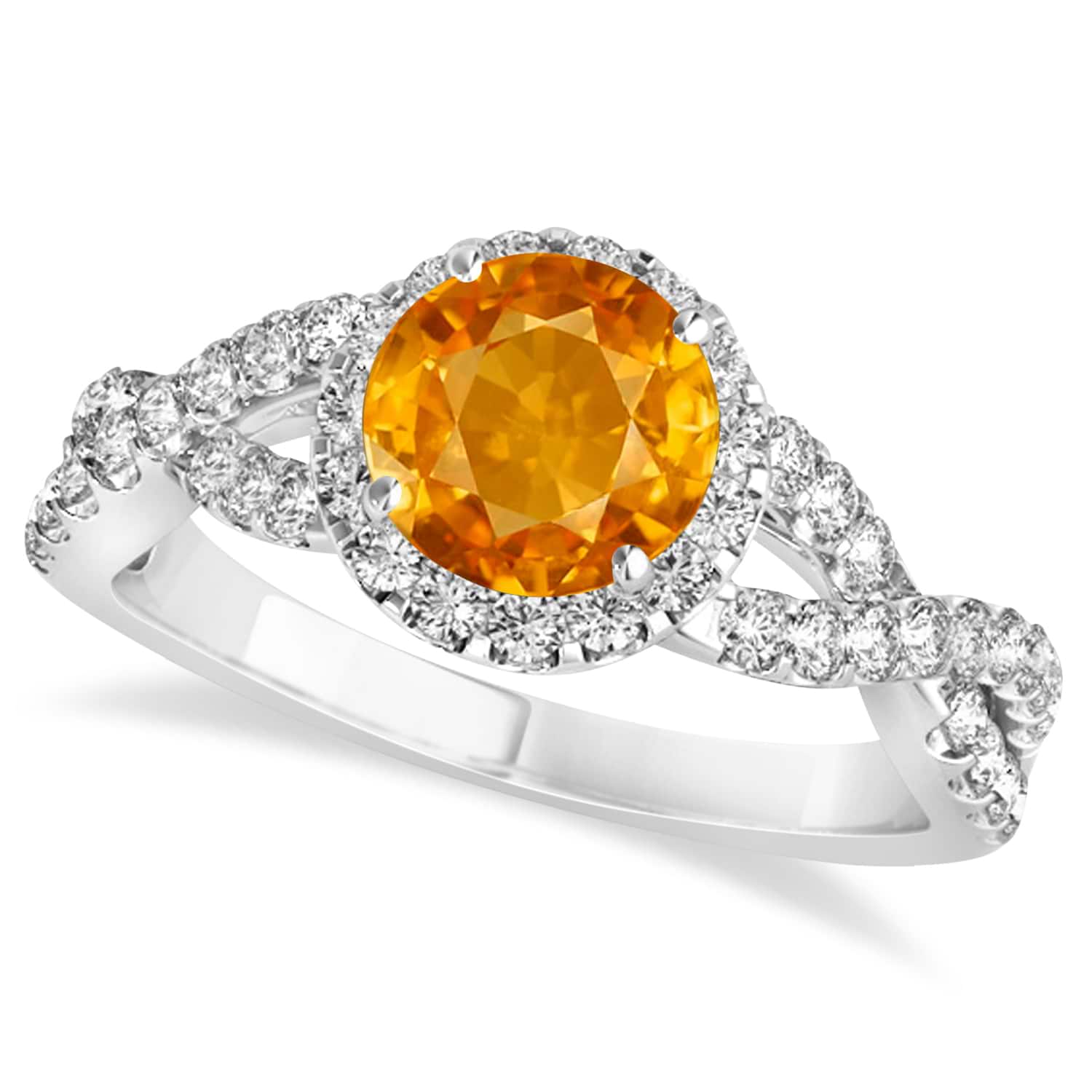 Citrine & Diamond Twisted Engagement Ring Platinum 1.20ct
