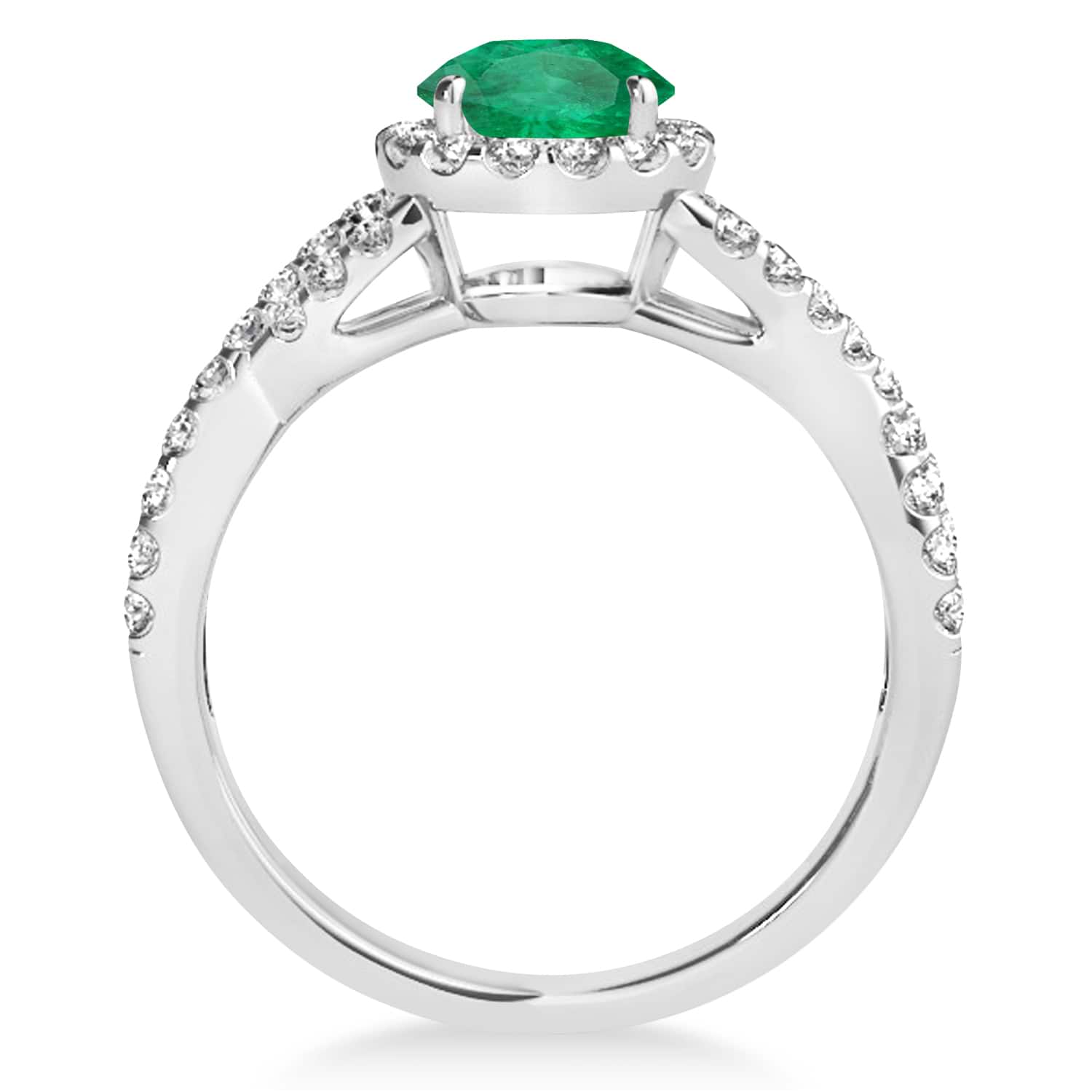 Emerald & Diamond Twisted Engagement Ring Platinum 1.30ct