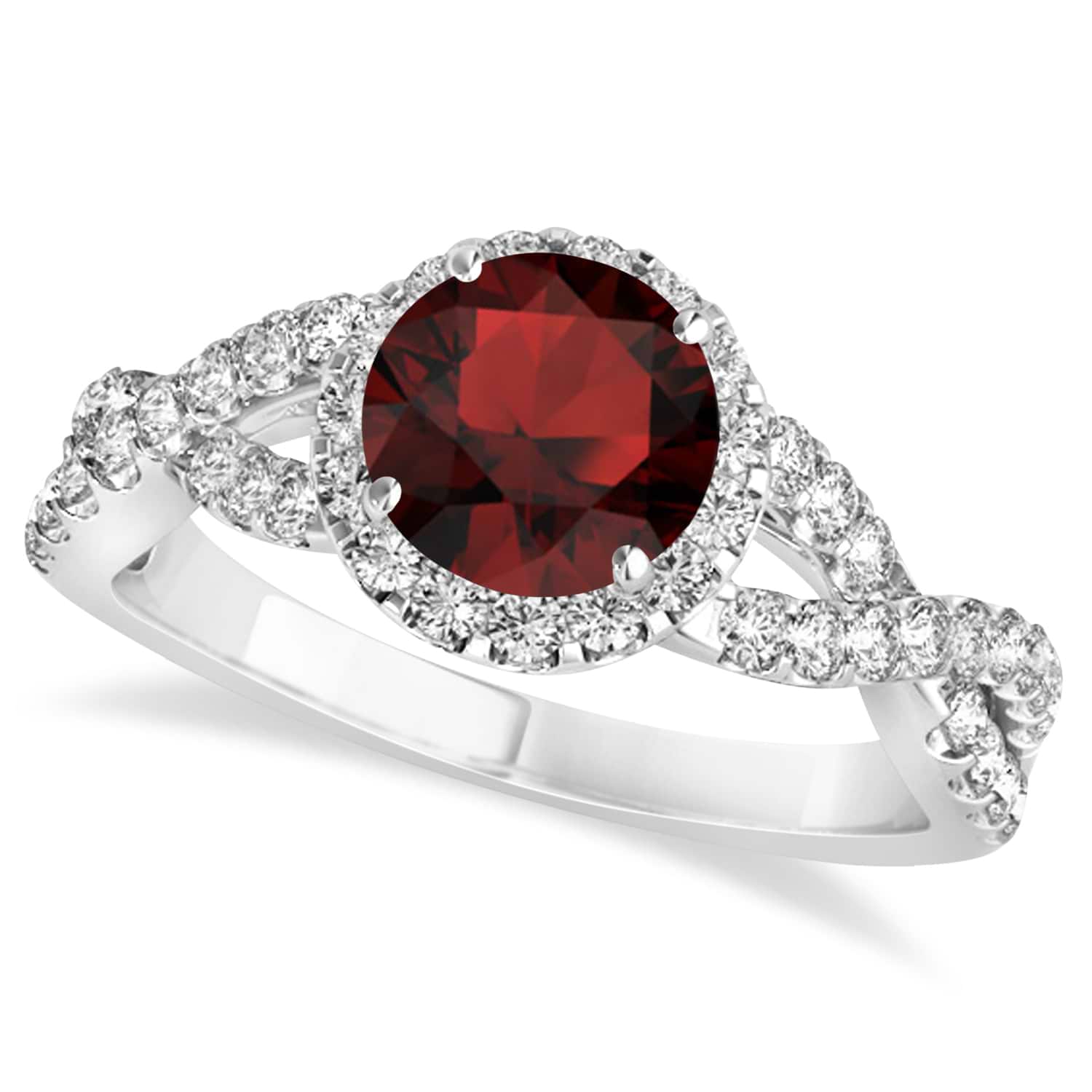Garnet & Diamond Twisted Engagement Ring Palladium 1.50ct