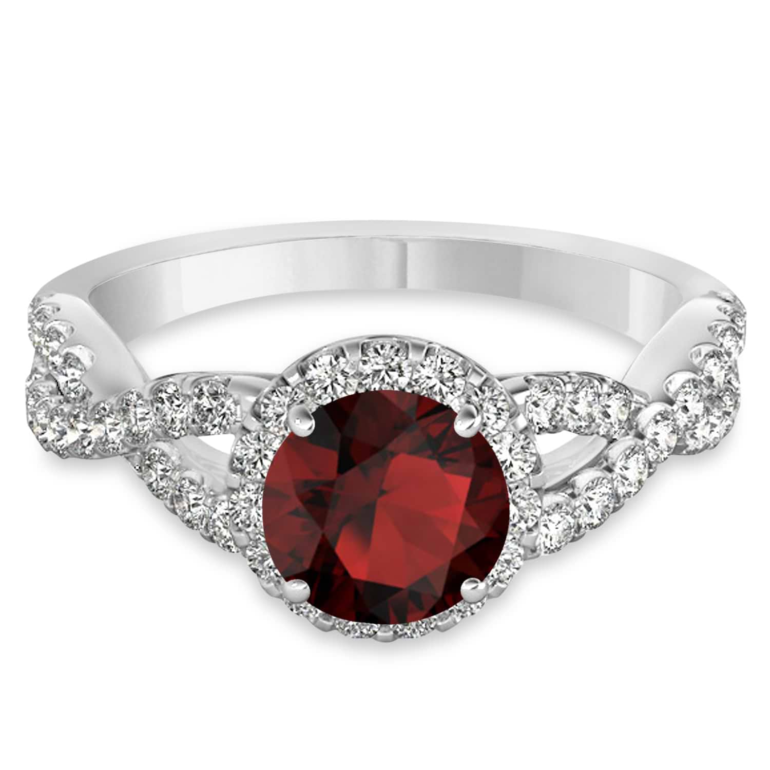 Garnet & Diamond Twisted Engagement Ring Platinum 1.50ct