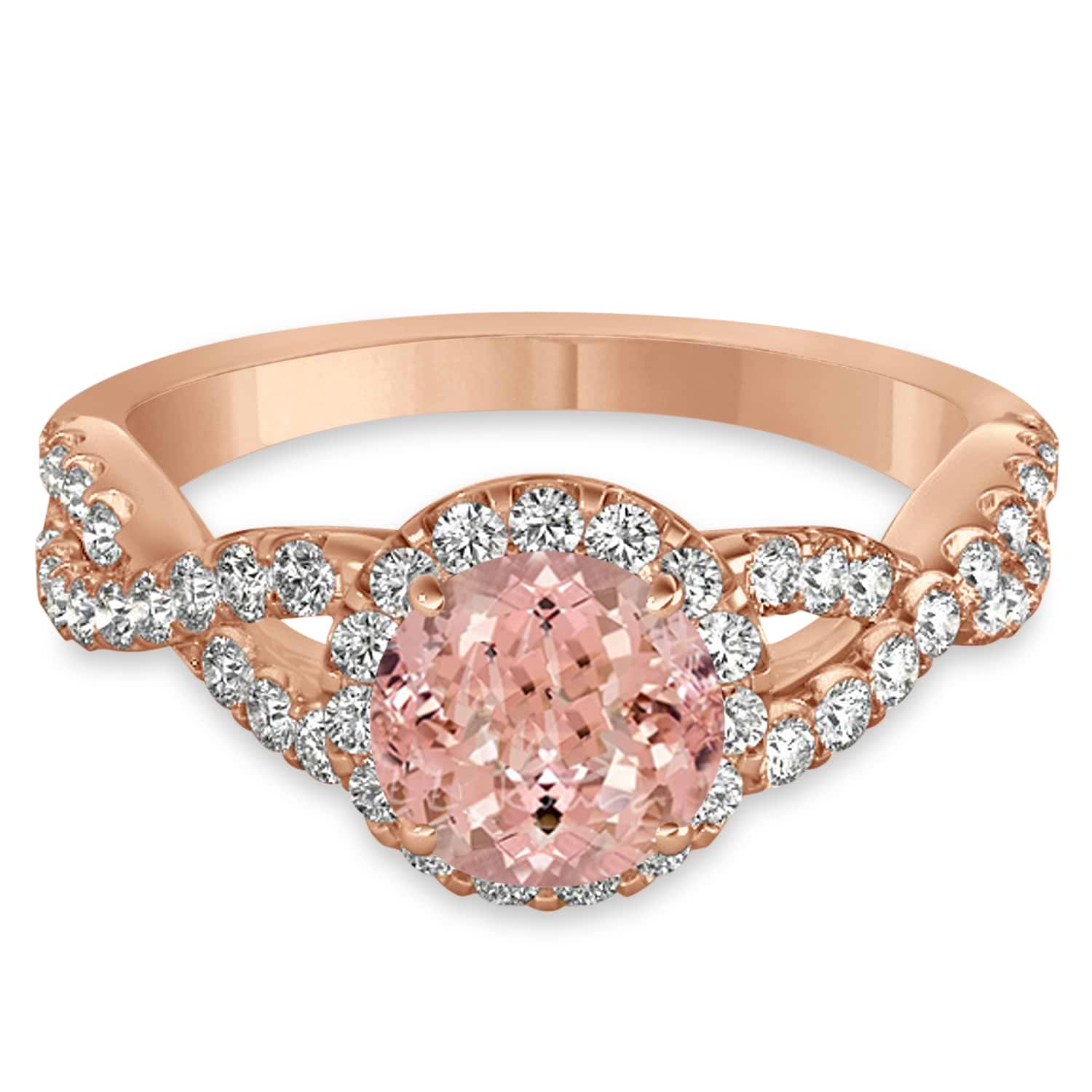 Morganite & Diamond Twisted Engagement Ring 14k Rose Gold 1.27ct