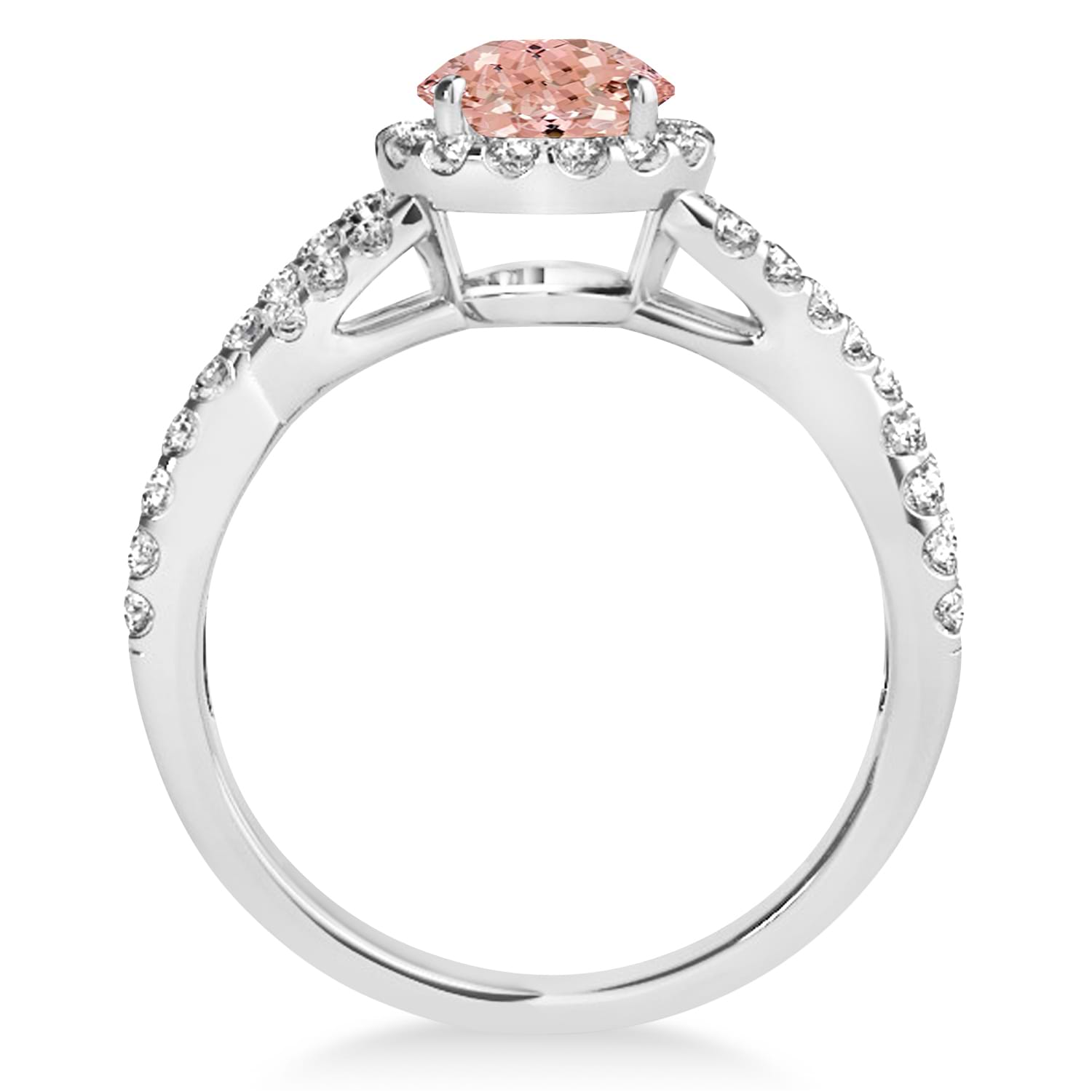 Morganite & Diamond Twisted Engagement Ring Palladium 1.27ct