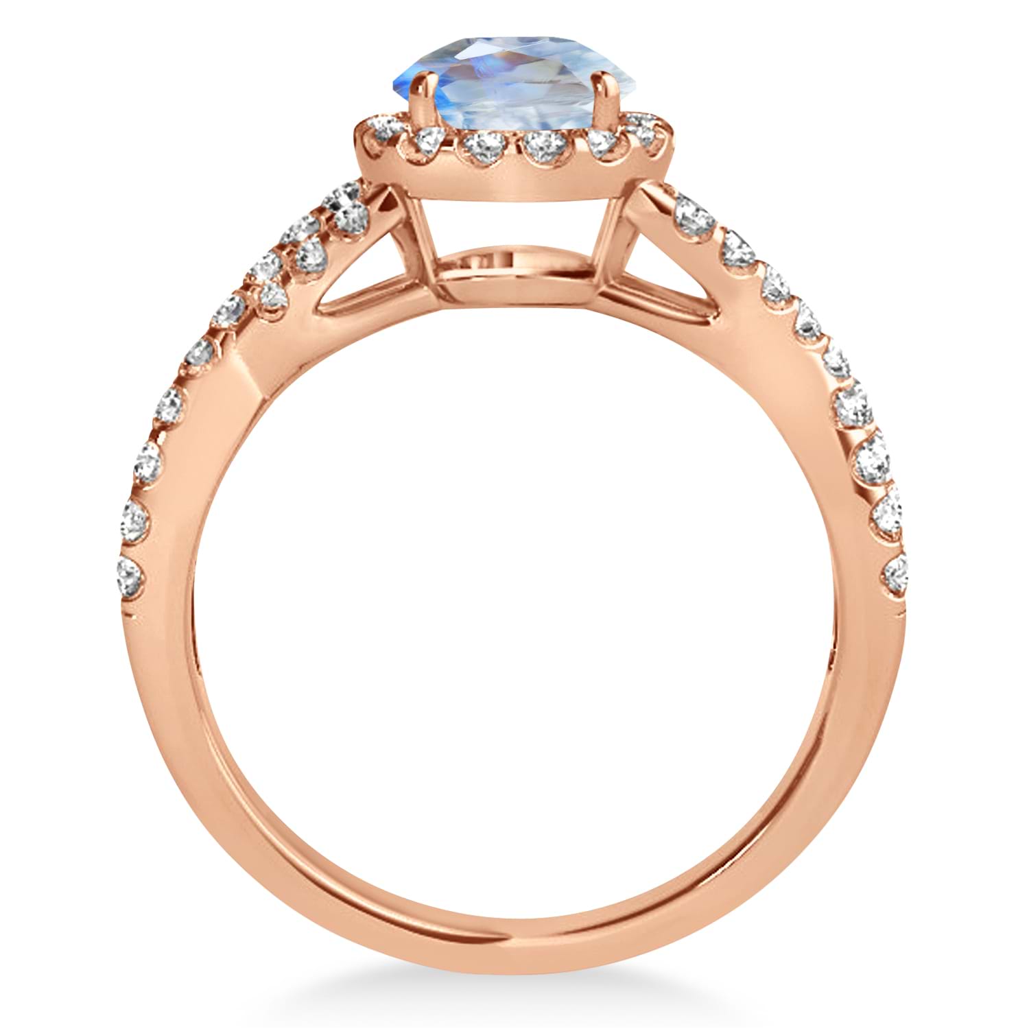 Moonstone & Diamond Twisted Engagement Ring 14k Rose Gold 1.27ct