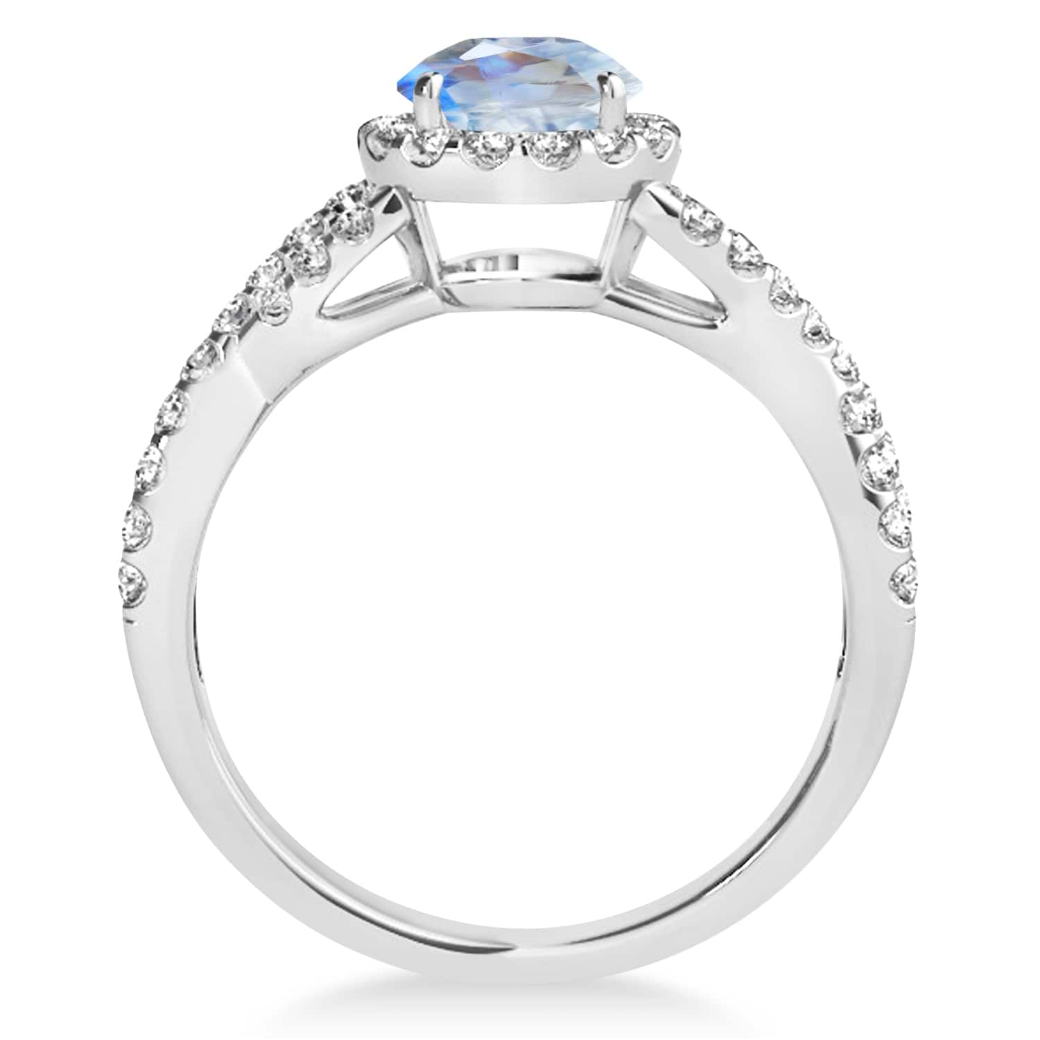 Moonstone & Diamond Twisted Engagement Ring Platinum 1.27ct