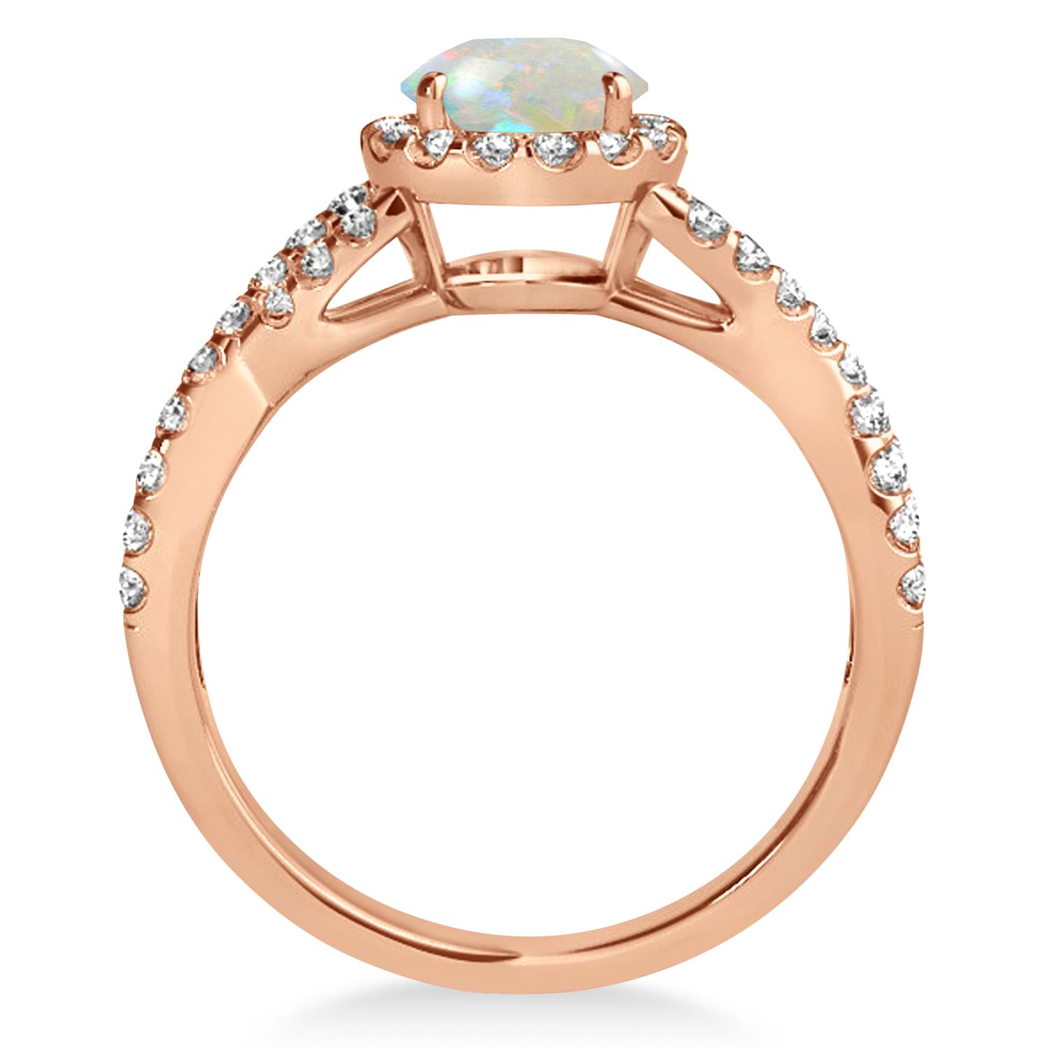 Opal & Diamond Twisted Engagement Ring 14k Rose Gold 1.07ct