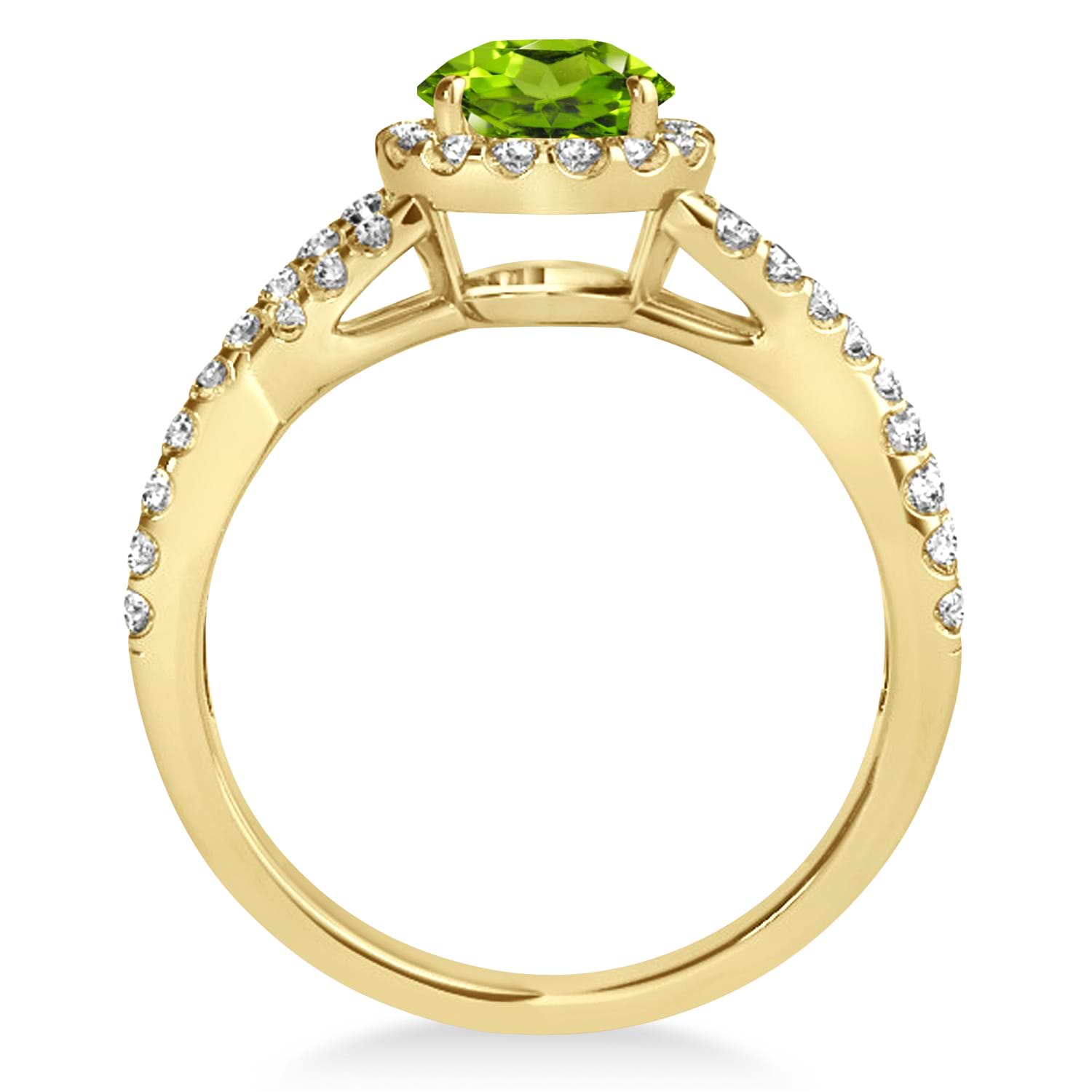 Peridot & Diamond Twisted Engagement Ring 14k Yellow Gold 1.35ct
