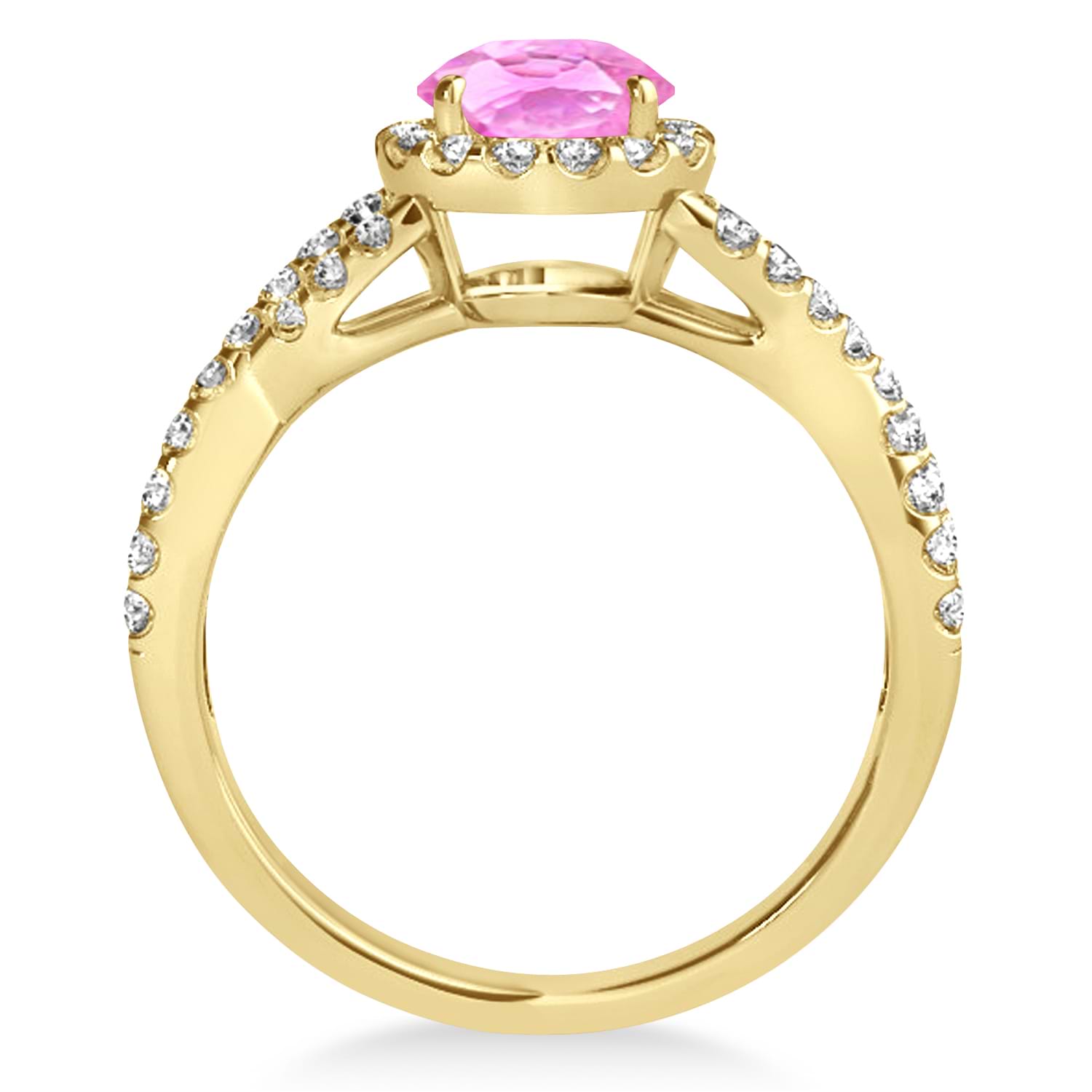 Pink Sapphire & Diamond Twisted Engagement Ring 14k Yellow Gold 1.55ct