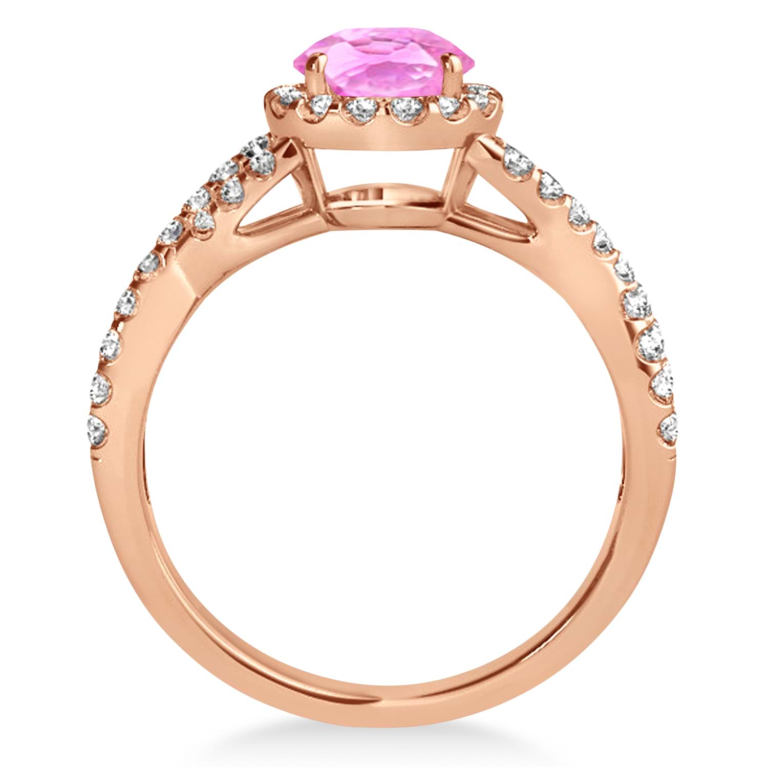 Pink Sapphire & Diamond Twisted Engagement Ring 18k Rose Gold 1.55ct