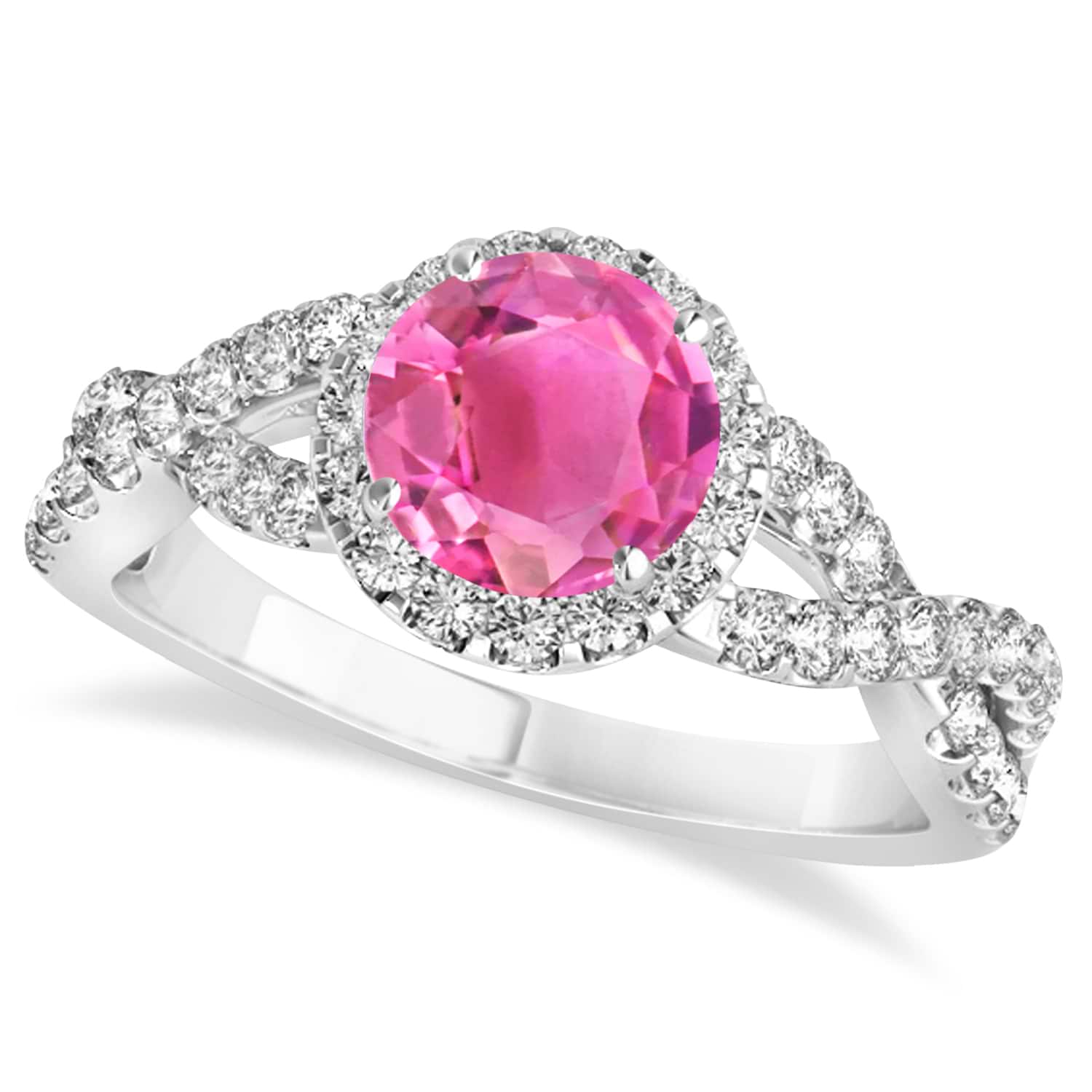 Pink Tourmaline & Diamond Twisted Engagement Ring 14k White Gold 1.25ct -  NG5539