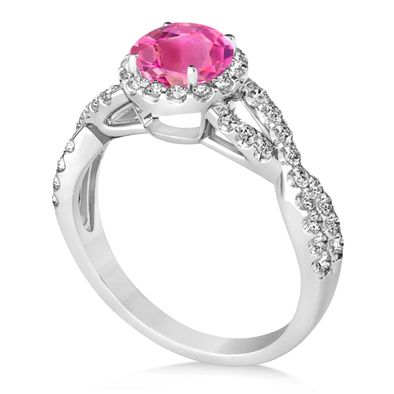 Pink Tourmaline & Diamond Twisted Engagement Ring Palladium 1.25ct