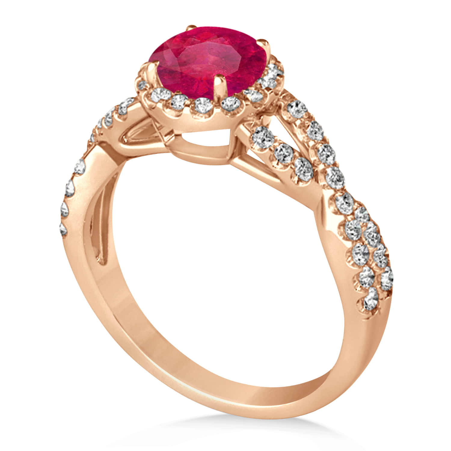 Ruby & Diamond Twisted Engagement Ring 14k Rose Gold 1.55ct
