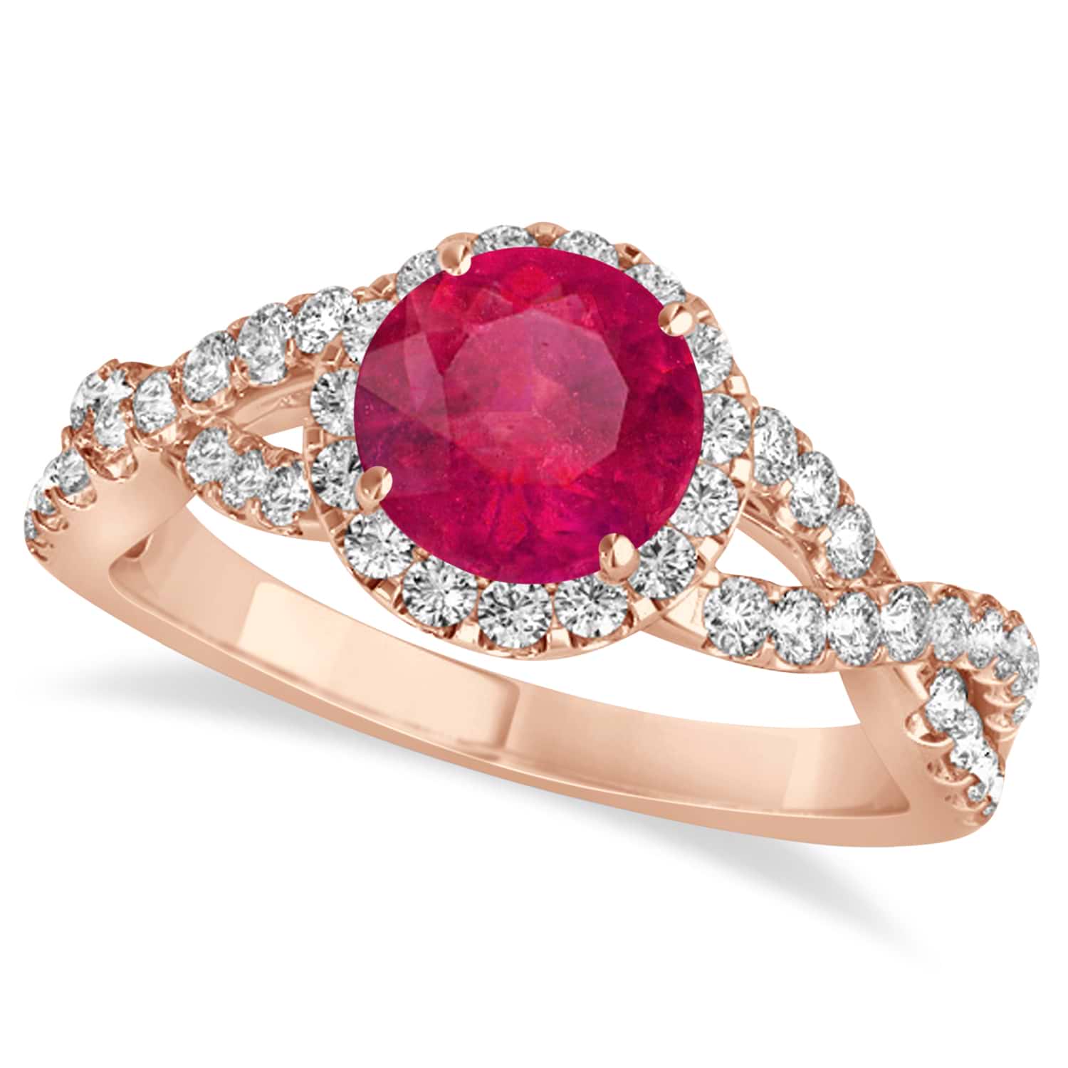 Ruby & Diamond Twisted Engagement Ring 18k Rose Gold 1.55ct