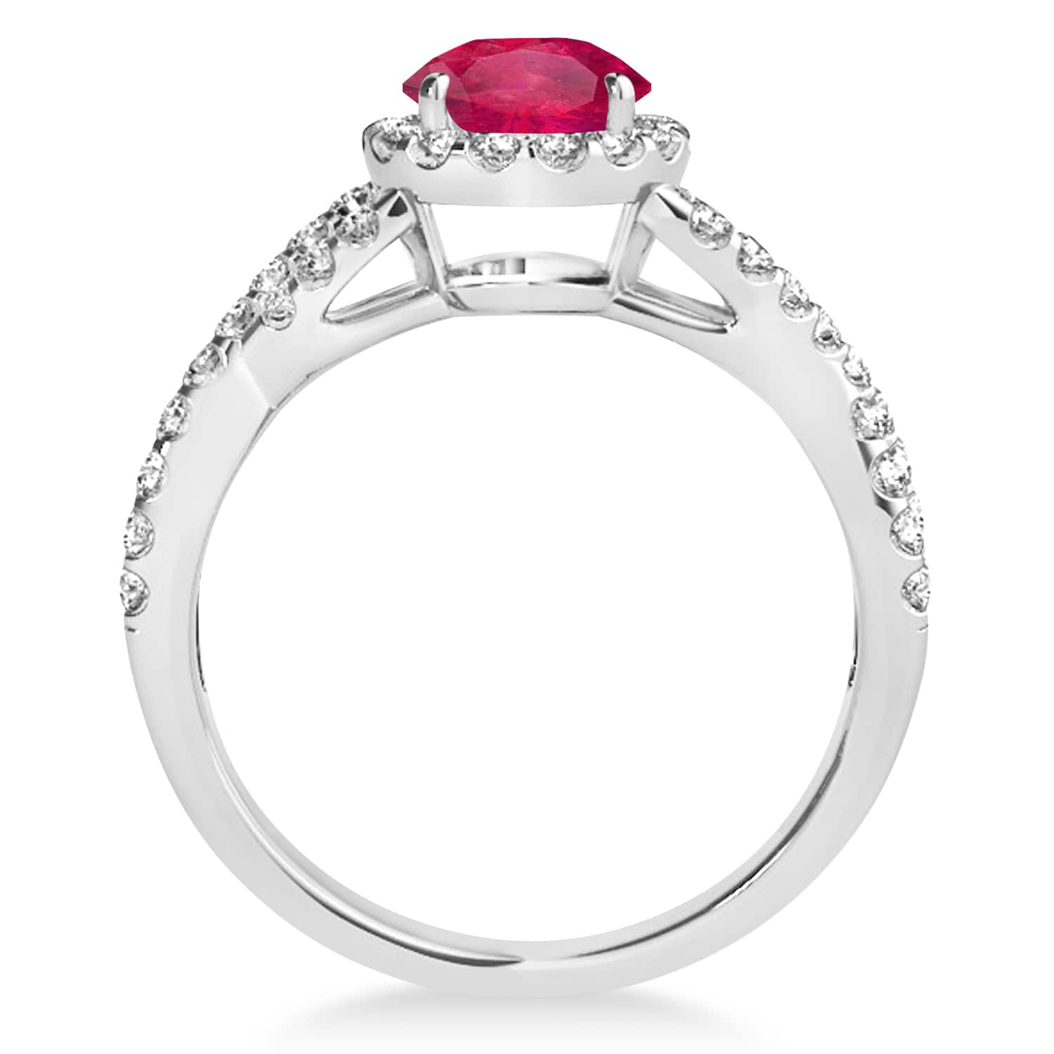 Ruby & Diamond Twisted Engagement Ring Palladium 1.55ct