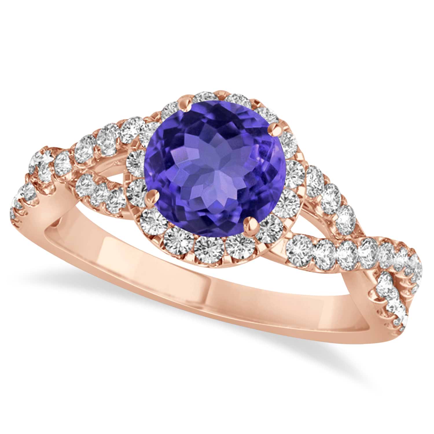 Tanzanite & Diamond Twisted Engagement Ring 14k Rose Gold 1.55ct