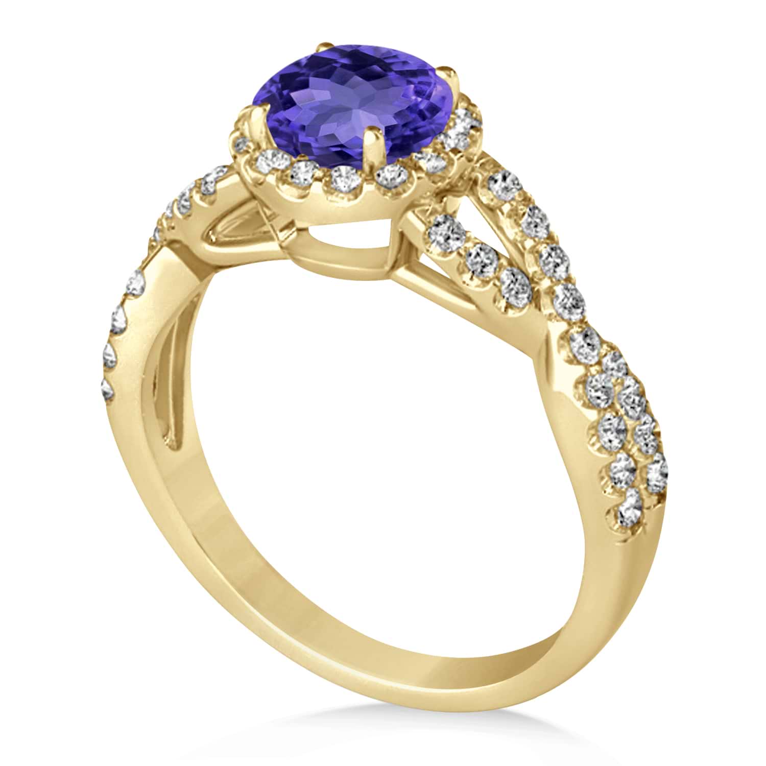 Tanzanite & Diamond Twisted Engagement Ring 14k Yellow Gold 1.55ct