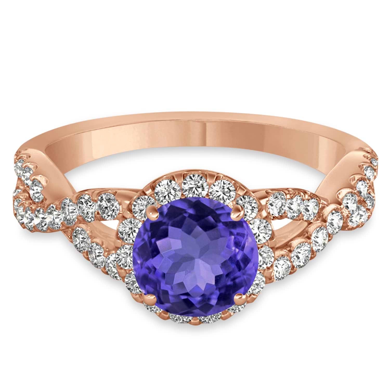 Tanzanite & Diamond Twisted Engagement Ring 18k Rose Gold 1.55ct