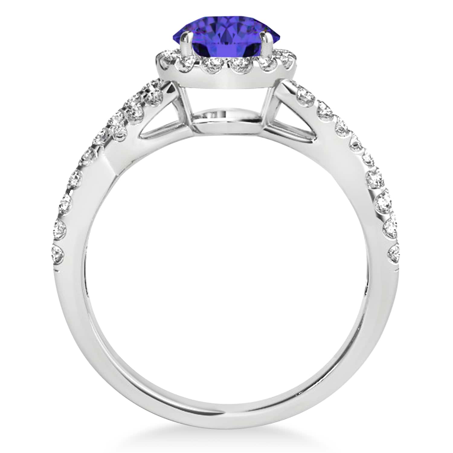 Tanzanite & Diamond Twisted Engagement Ring Palladium 1.55ct