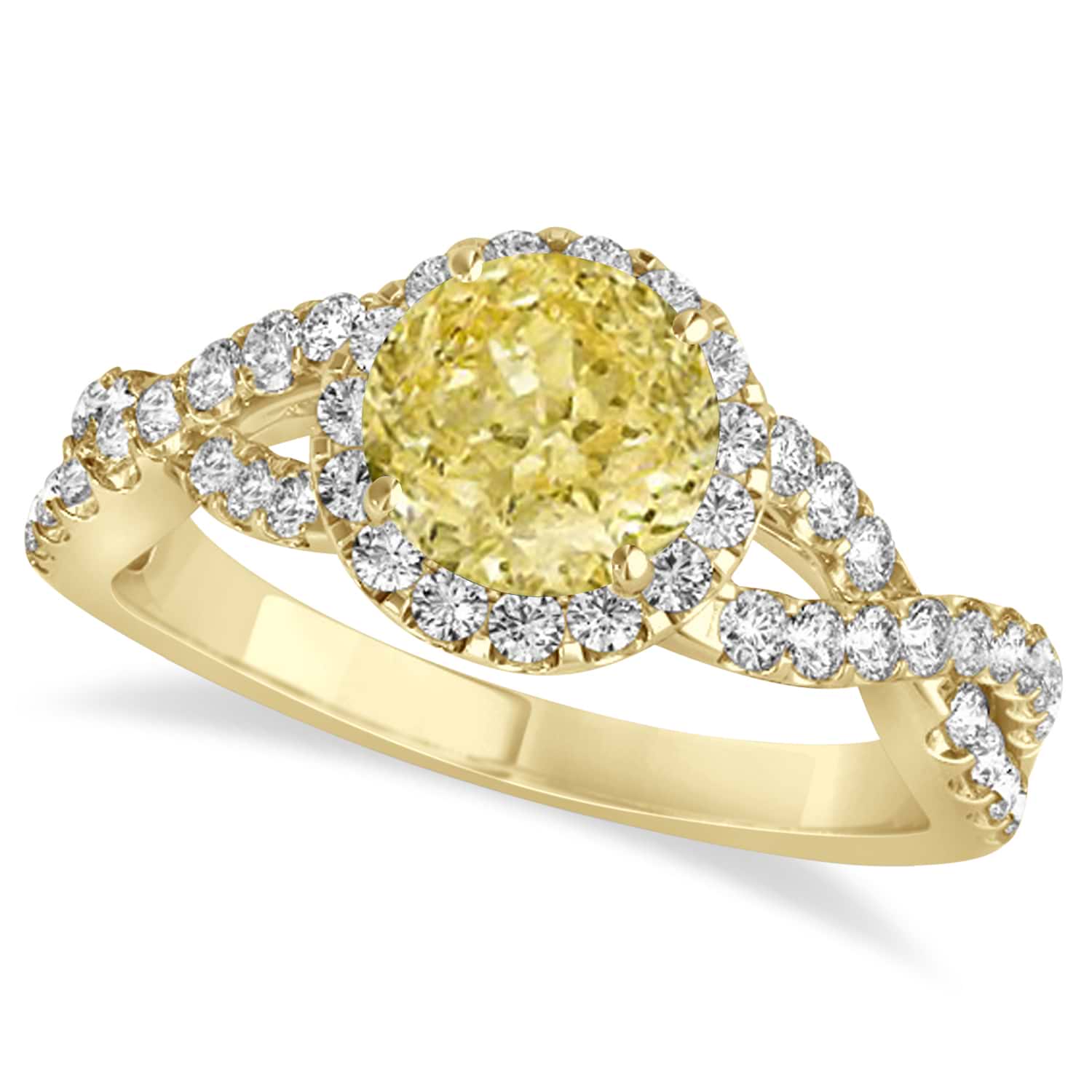 Yellow Diamond & Diamond Twisted Engagement Ring 18k Yellow Gold 1.30ct