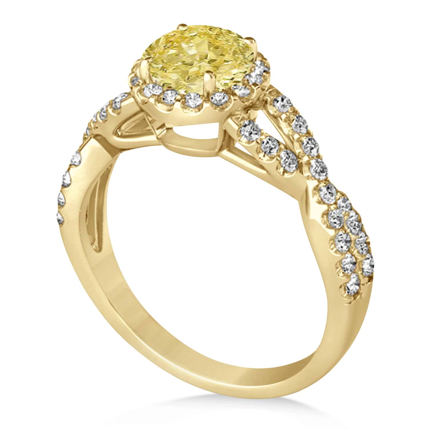 Yellow Diamond & Diamond Twisted Engagement Ring 18k Yellow Gold 1.30ct