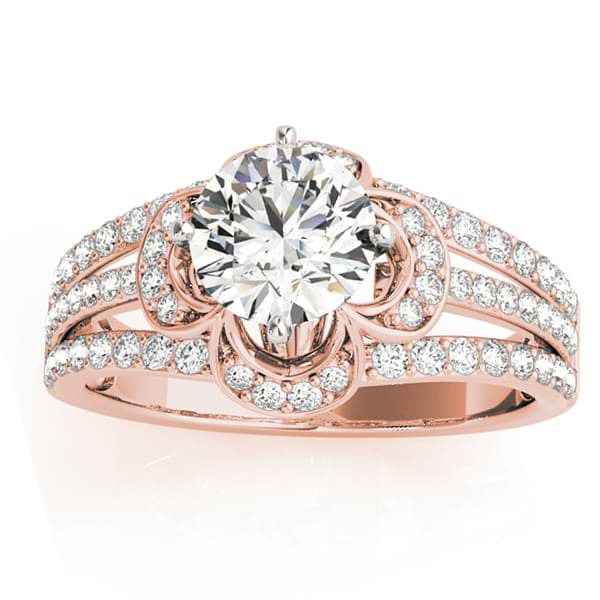 Diamond Three Row Clover Engagement Ring 14k Rose Gold (0.58ct)