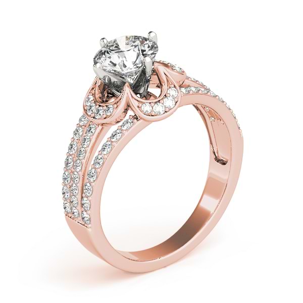 Diamond Three Row Clover Engagement Ring 14k Rose Gold (0.58ct)
