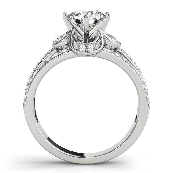 Diamond Three Row Clover Engagement Ring 14k White Gold (0.58ct)