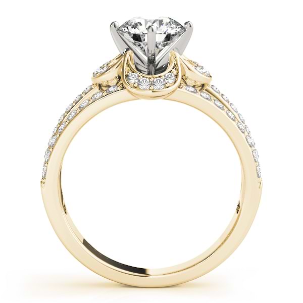 Diamond Three Row Clover Engagement Ring 14k Yellow Gold (0.58ct)