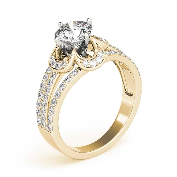 Diamond Three Row Clover Engagement Ring 14k Yellow Gold (0.58ct)