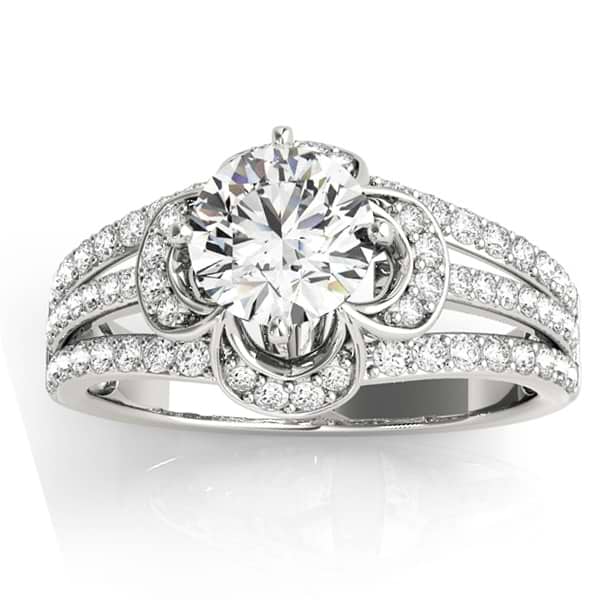 Diamond Three Row Clover Engagement Ring Setting Platinum (0.58ct)
