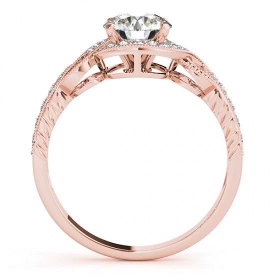 Vintage Style Halo Diamond Engagement Ring Setting 14k R. Gold 0.25ct ...