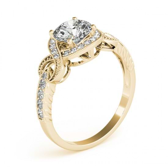 Vintage Style Halo Diamond Engagement Ring Setting 14k Y. Gold 0.25ct ...