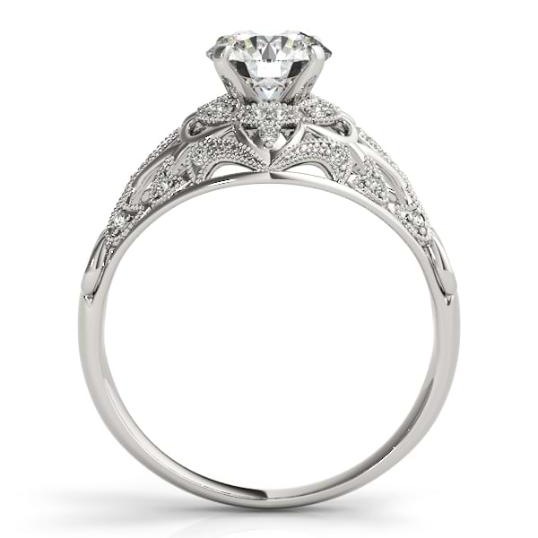 Vintage Art Deco Diamond Engagement Ring Setting 14k White Gold 0.20ct