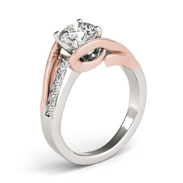 Diamond Bypass Engagement Ring Twisted Setting 14k Rose Gold (0.20ct)