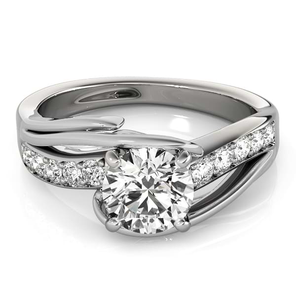 Diamond Bypass Engagement Ring Twisted Setting 14k White Gold 0.20ct ...