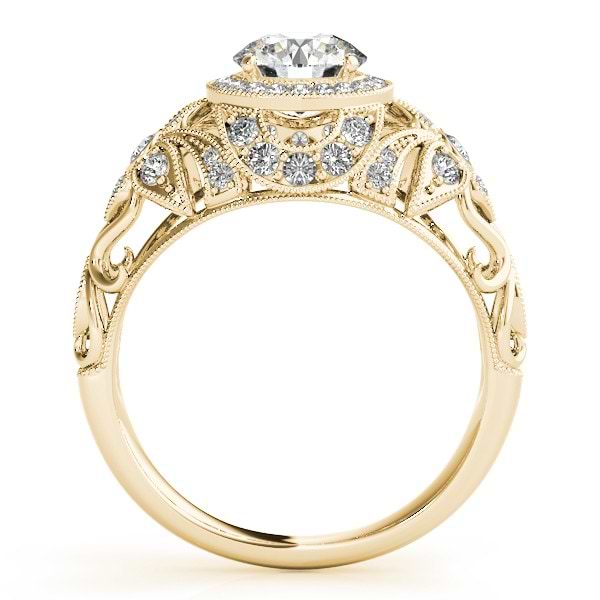 Edwardian Diamond Halo Engagement Ring Floral 18k Yellow Gold 1.18ct