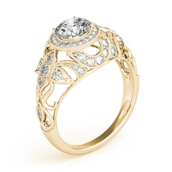 Edwardian Diamond Halo Engagement Ring Floral 18k Yellow Gold 2.00ct