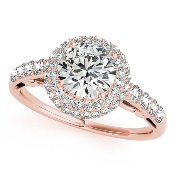 Cathedral Double Halo Diamond Engagement Ring 14k Rose Gold (1.50ct)