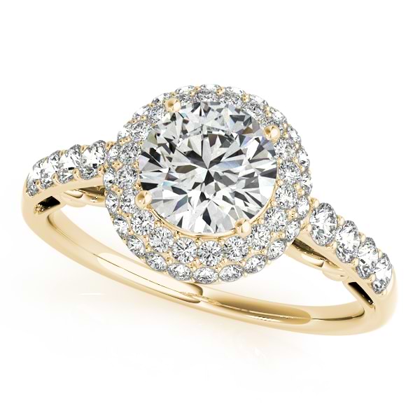 Cathedral Double Halo Diamond Engagement Ring 14k Yellow Gold (1.50ct)