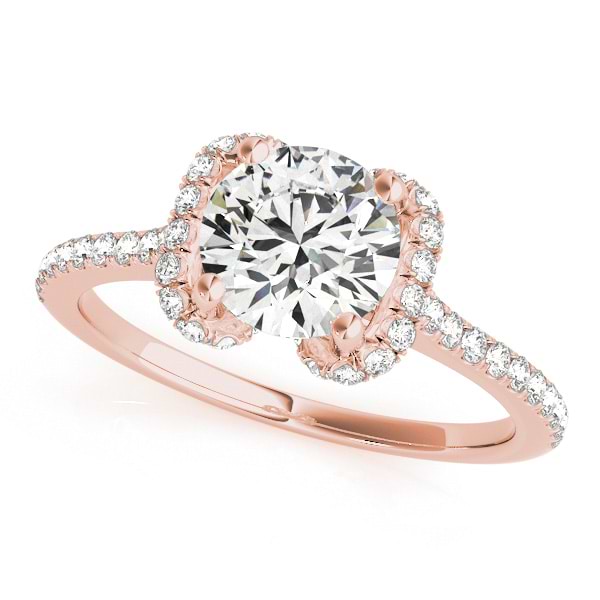 Bow-Inspired Halo Diamond Engagement Ring 18k Rose Gold (1.33ct)