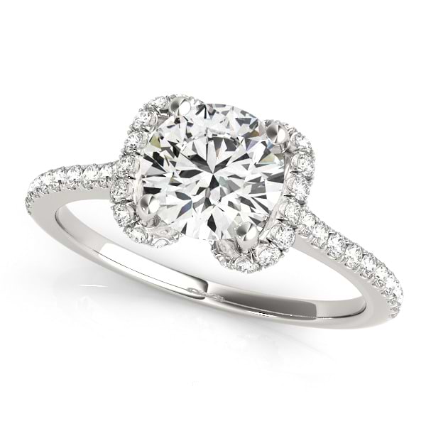 Bow-Inspired Halo Diamond Engagement Ring Platinum (1.33ct)