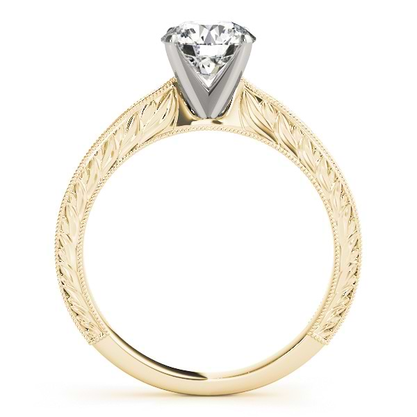 Floral Solitaire Engagement Ring 14k Yellow Gold