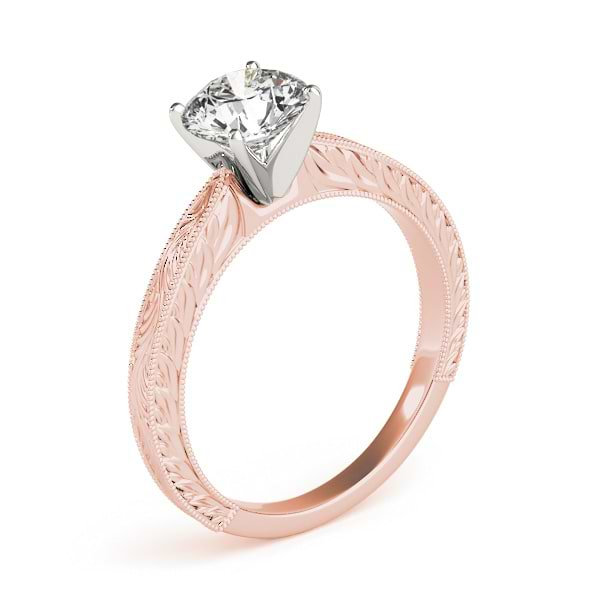 Floral Solitaire Engagement Ring 18k Rose Gold