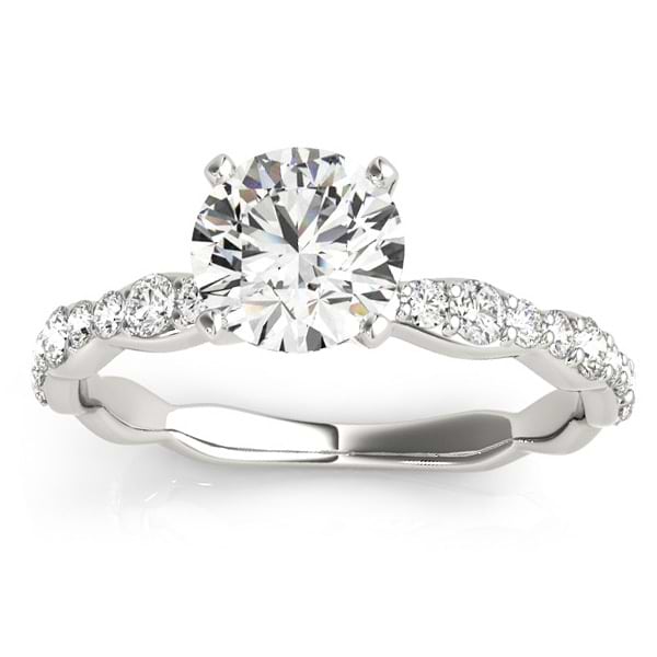 Solitaire Contoured Shank Diamond Engagement Ring Palladium (0.33ct)