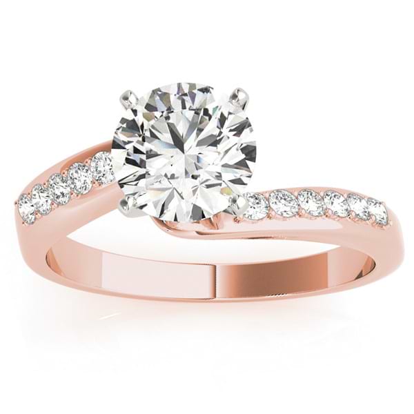 Diamond Pave Swirl Engagement Ring Setting 14k Rose Gold (0.10ct)