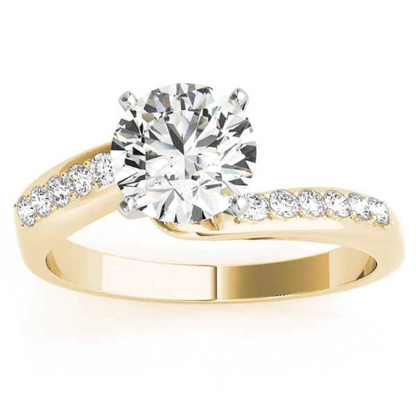 Diamond Pave Swirl Engagement Ring Setting 14k Yellow Gold (0.10ct)