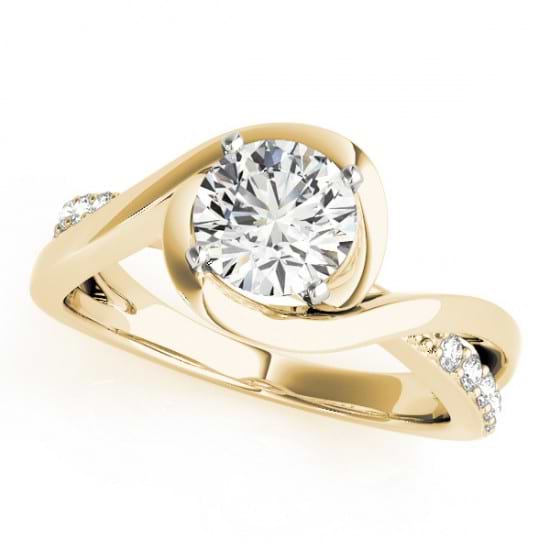 Solitaire Bypass Diamond Engagement Ring 14k Yellow Gold (3.13ct)