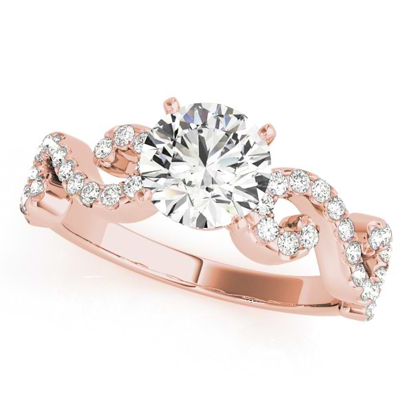 Round Designer Swirl Diamond Engagement Ring 18k Rose Gold (1.83ct)